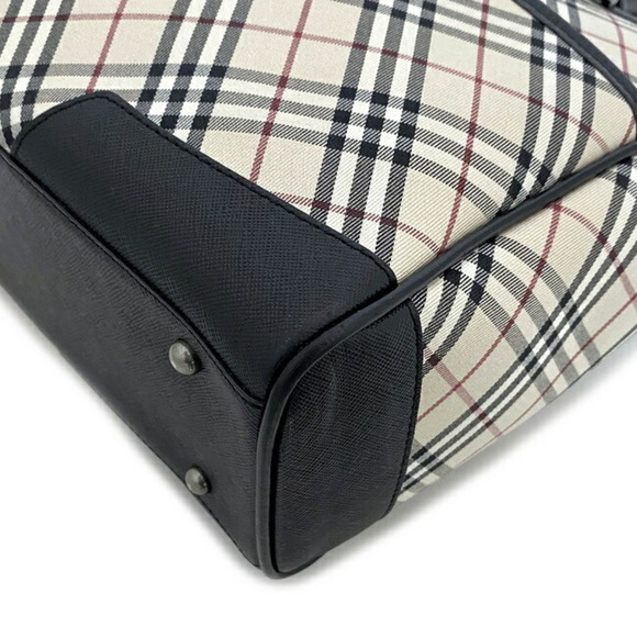Burberry Tote Bag Beige Black Check Nova Handbag Canvas Leather BURBERRY Wome... - Picture 7 of 10
